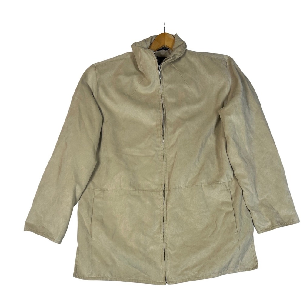 London Fog Beige All Weather Suede‎ Men's Size M Full Zip Jacket